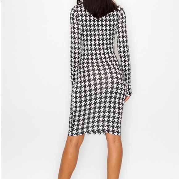 🔥SALE🔥Houndstooth Dress With Collar Face Mask - Picture 4 of 7